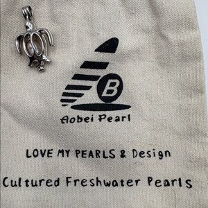 Aobei Pearl Turtle Cage Pendant‎ Cultured Freshwater Pearl Silver Tone